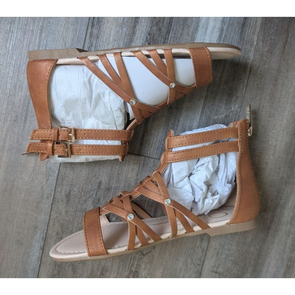 NEW Jessica Simpson Annette Gladiator Brown Gladiator Sandals Jeweled Girls 13 - Picture 4 of 5